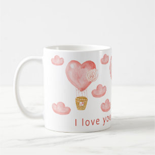 Caneca De Café Namorados de balão de coração personalizado