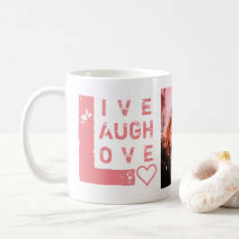 Caneca De Café Namorados de Colagem de Fotos do Live Laugh Love