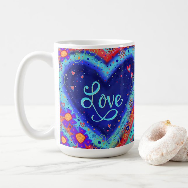 Caneca De Café Namorados de Corações Bonitos Bonito (Com Donut)