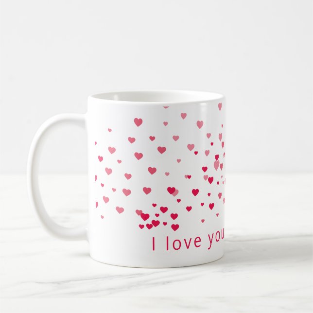 Caneca De Café Namorados de Corações de Amor Personalizado (Esquerda)