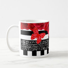 Caneca De Café Namorados de estilo de quadro negro e Rosas