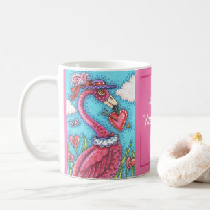 Caneca De Café Namorados DE PINK FLAMINGO CORAÇÃO, AVES DE AMOR B