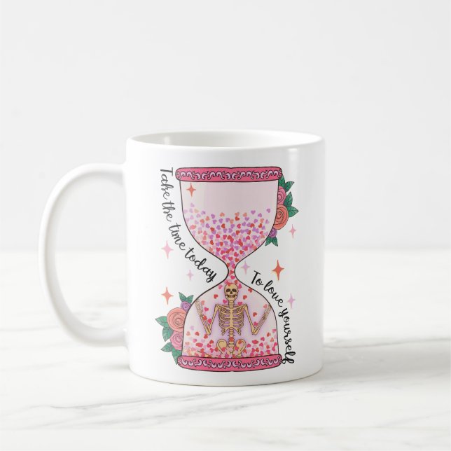 Caneca De Café Namorados De Vidro Meditante De Esqueleto Com Auto (Esquerda)