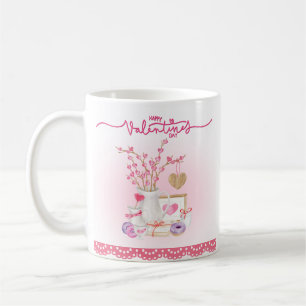 Caneca De Café Namorados Dobras Vases Filtradas Ramificações Cora
