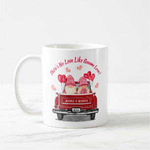 Caneca De Café Namorados Gnome Love Vintage Red Truck Corações 