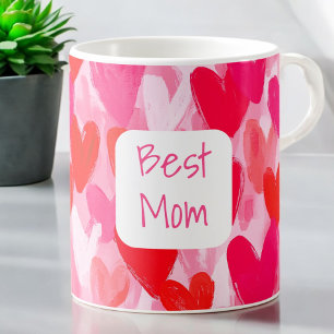 Caneca De Café Namorados Multi Hearts Pink Pink Melhor Amor da Mã