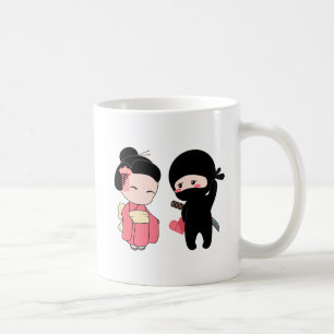 Caneca De Café Namorados Ninja e gueixa
