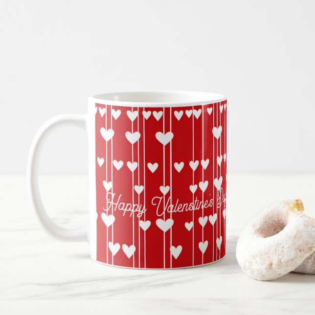 Caneca De Café Namorados Red White Love minimalis (Com Donut)