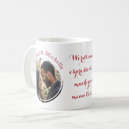 Caneca De Café Namorados rodam nomes de fotos e citação de amor v