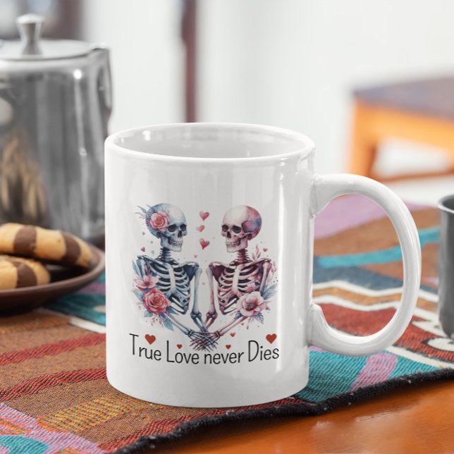 Caneca De Café Namorados Skeletons Verdadeiro Amor Nunca Morre (Criador carregado)