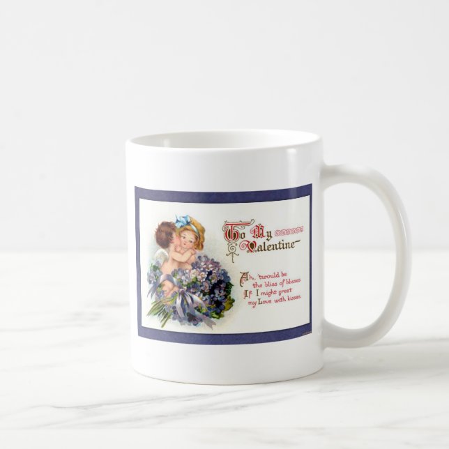 Caneca De Café Namorados vitoriano "A Felicidade dos Beijos" Ofer (Direita)
