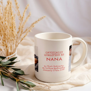 Caneca De Café Nana 2 Fotos personalizadas do bebê e estatísticas
