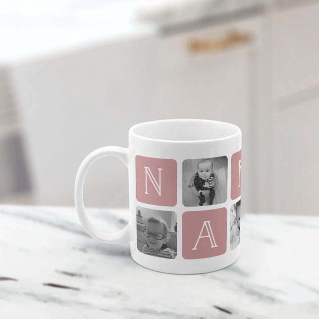 Caneca De Café NANA Avó Foto Collage Mug | ROSA (Criador carregado)