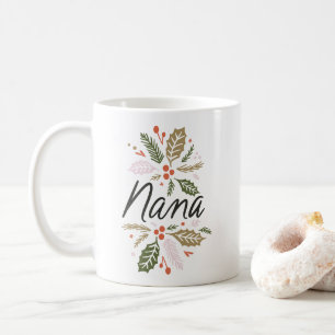 Caneca De Café Nana Bright Holly Christmas Black Script