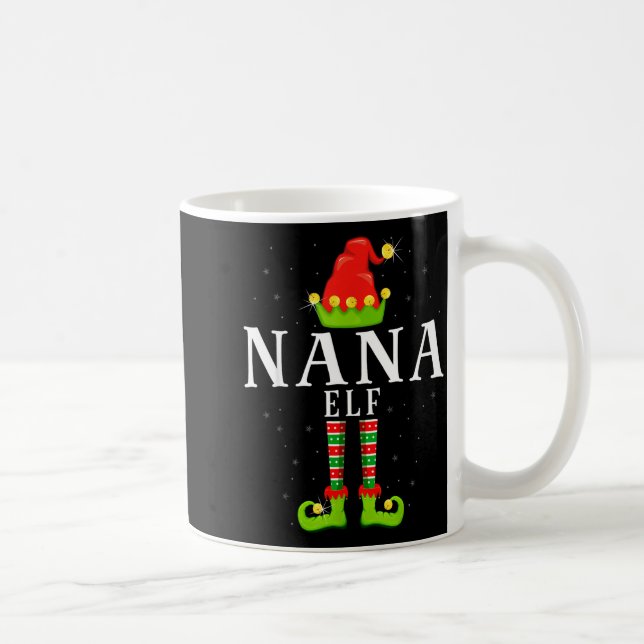 Caneca De Café Nana Elf Christmas Matching Xmas Pajama  (Direita)