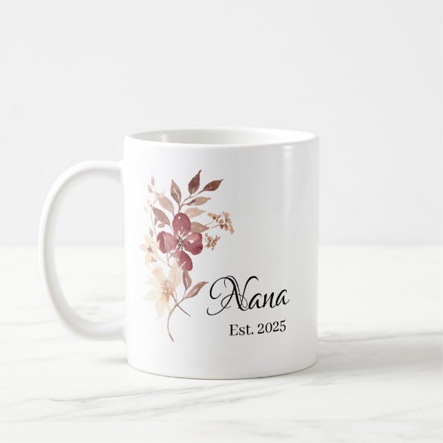 Caneca De Café Nana Est. Year – New Nana Milestone Gift (Esquerda)