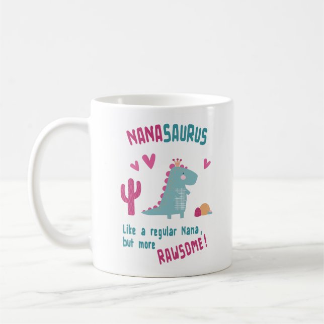 Caneca De Café NanaSaurus Birthday ou Dia de as mães (Esquerda)