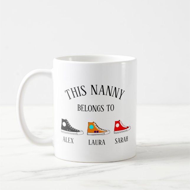 Caneca De Café Nanny Mug Personalizado, Nanny Gift Coffee Mug, (Esquerda)