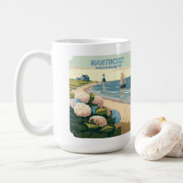 Caneca De Café Nantucket Beach Hydrangeas Boat Retro