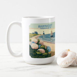 Caneca De Café Nantucket Beach Hydrangeas Boat Retro