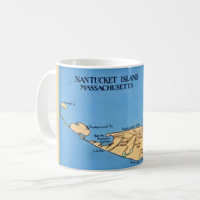 Caneca De Café Nantucket Island Map  (Frente Esquerda)