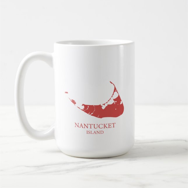 Caneca De Café Nantucket Island Map nantucket red (Esquerda)