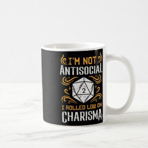 Caneca De Café Não Anti Social Baixo Carisma Divertido Rpg Gamer