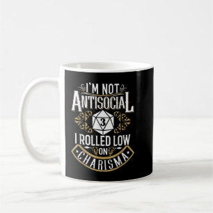 Caneca De Café Não Antisocial, Baixo Charisma Engraçado