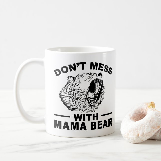 Caneca De Café Não brinque com a mamãe Ursa Irritada Mamãe Encant (Com Donut)