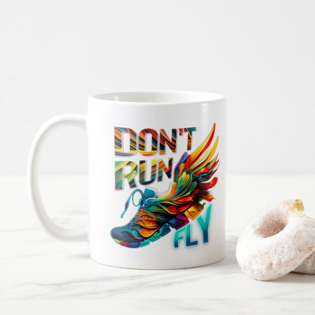Caneca De Café Não corra, Fly | Neon Runcalçado (Com Donut)