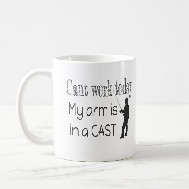 Caneca De Café Não é possível trabalhar Pescar Humor (Esquerda)