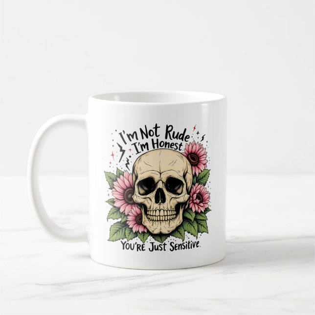 Caneca De Café Não é Rude Mug | Engraçado Crânio e taça de café (Esquerda)