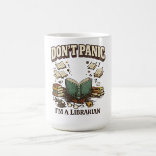 Caneca De Café Não Entre em Pânico Sou Bibliotecário Design de Li