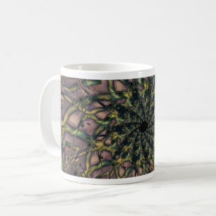 Caneca De Café Não Enviando Arte Fractal Cor-de-rosa e amarelo