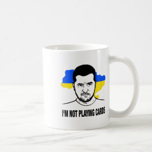 Caneca De Café Não Estou Jogando Cartas Zelensky Bandeira Ucrania