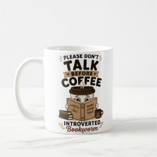 Caneca De Café Não Fale Antes do Café Livro Divertido Introvertid