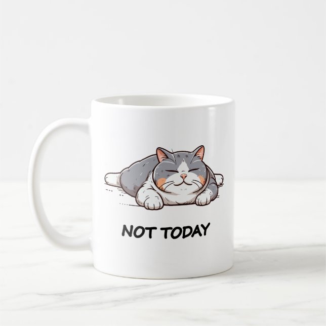Caneca De Café Não Hoje Mug | Gato Engraçado (Esquerda)