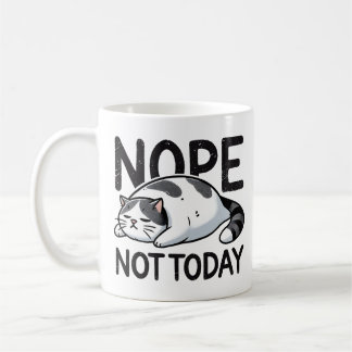 Caneca De Café Não Hoje Não É Legal Gato Branco E Preto