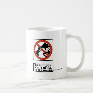 Caneca De Café Não olhe um cavalo de presente no sinal da boca