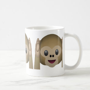Caneca De Café Não ouça nenhum macaco mau Emoji