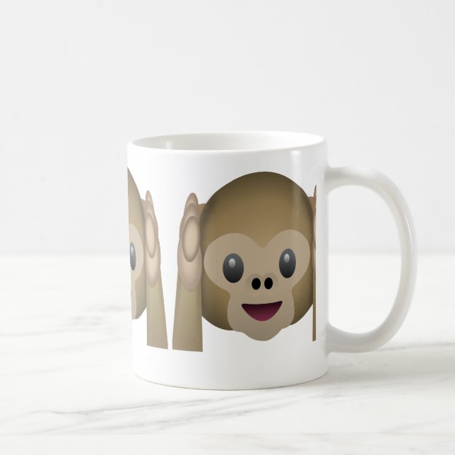 Caneca De Café Não ouça nenhum macaco mau Emoji (Direita)