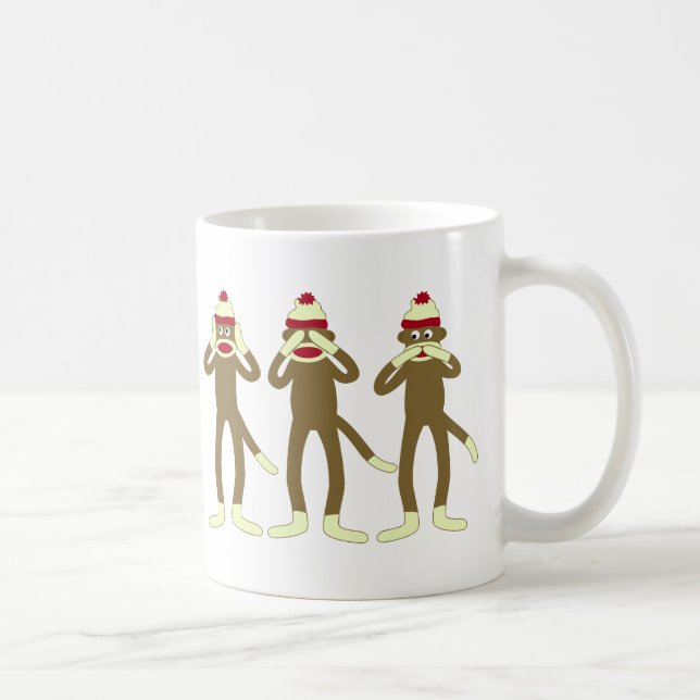 Caneca De Café Não ouça, veja, fale nenhum macaco da peúga do mau (Direita)
