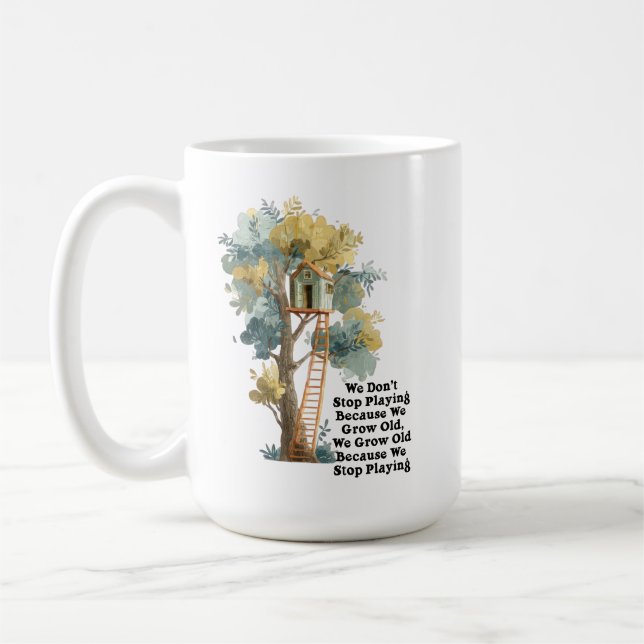 Caneca De Café Não Pare de Brincar Árvore de Citações Motivaciona (Esquerda)