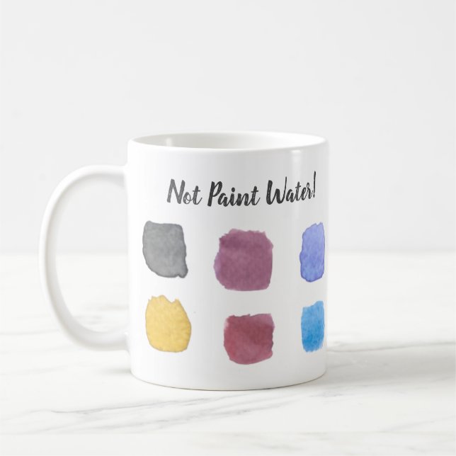 Caneca De Café Não Pintar Água Aquarela Artista Nome Monograma (Esquerda)