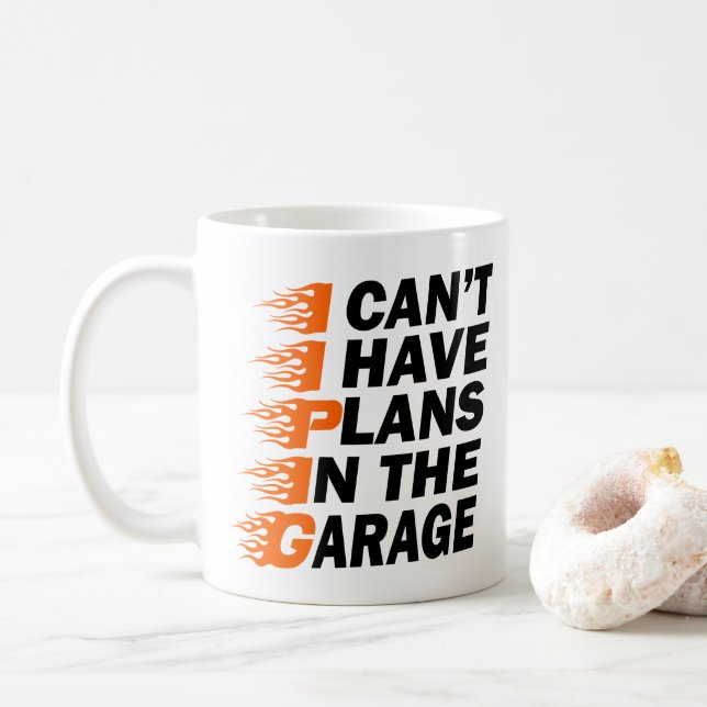 Caneca De Café Não posso ter planos no padre mecânico da garagem (Com Donut)