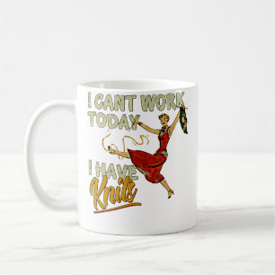 Caneca De Café Não Posso Trabalhar Hoje Tenho Malhas Vintage 1950