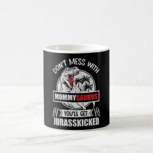 Caneca De Café Não se meta com a Mamãe da família Saurus Dinos