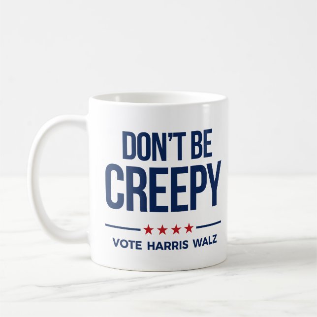 Caneca De Café Não seja cretino. Vote Harris Walz (Esquerda)