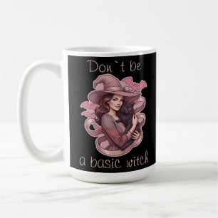 Caneca De Café Não Seja uma Bruxa Básica Morcego Rosa e Gato Pret