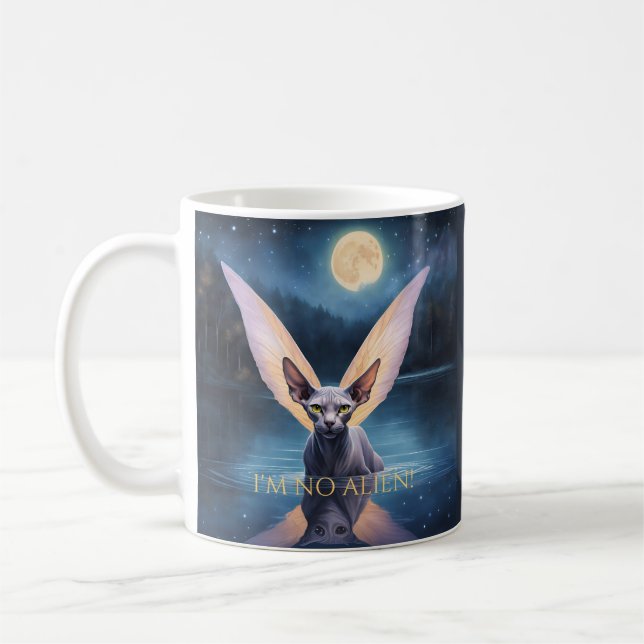 Caneca De Café Não sou Alienígena! Sphynx Cat com Wings Mug (Esquerda)